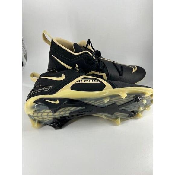 Nike Alpha Menace Pro 3 Black/Gold Football Cleats DM1788-002 Size 18 - Picture 3 of 7